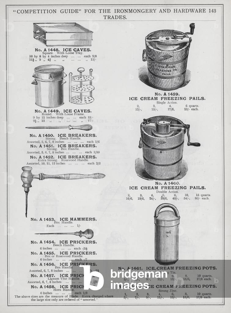 Page of catalogue for the Ironmongery and Hardware Trades, c 1895 (litho)