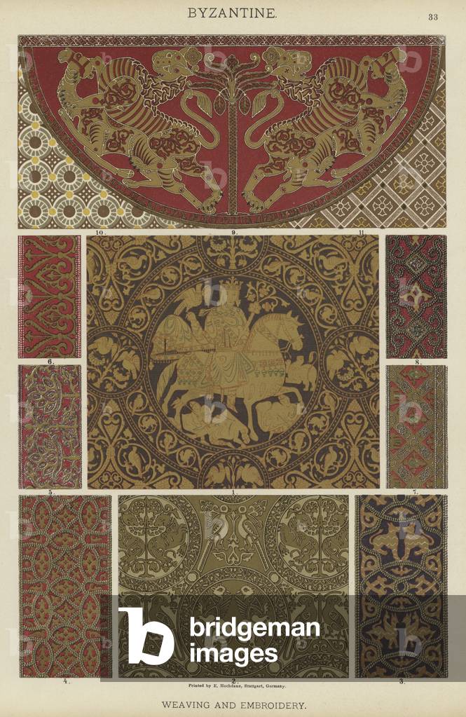 Byzantine, Weaving and Embroidery (colour litho)