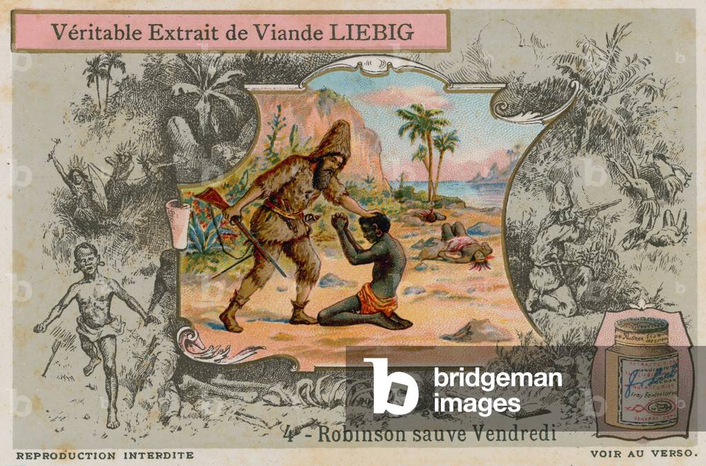 Robinson Crusoe with Man Friday (chromolitho)