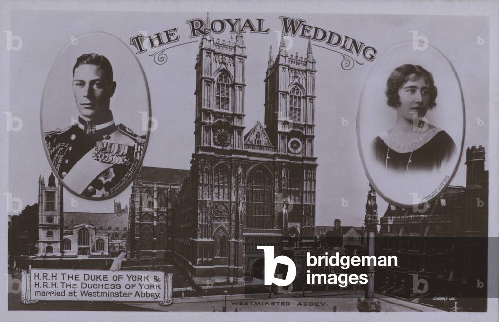 The royal wedding, HRH The Duke of York and HRH The Duchess of York married at Westminster Abbey (b/w photo)