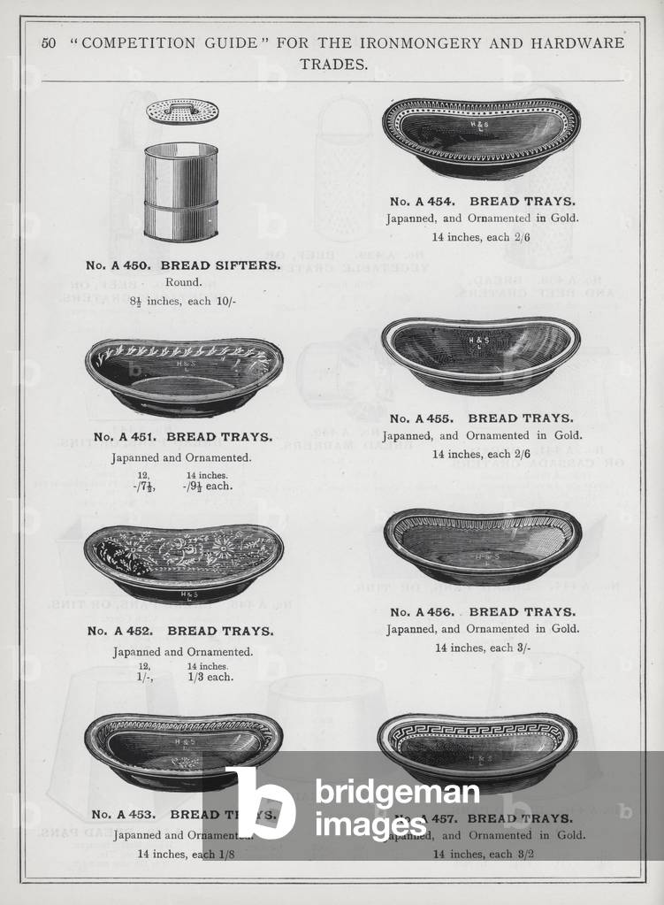 Page of catalogue for the Ironmongery and Hardware Trades, c 1895 (litho)