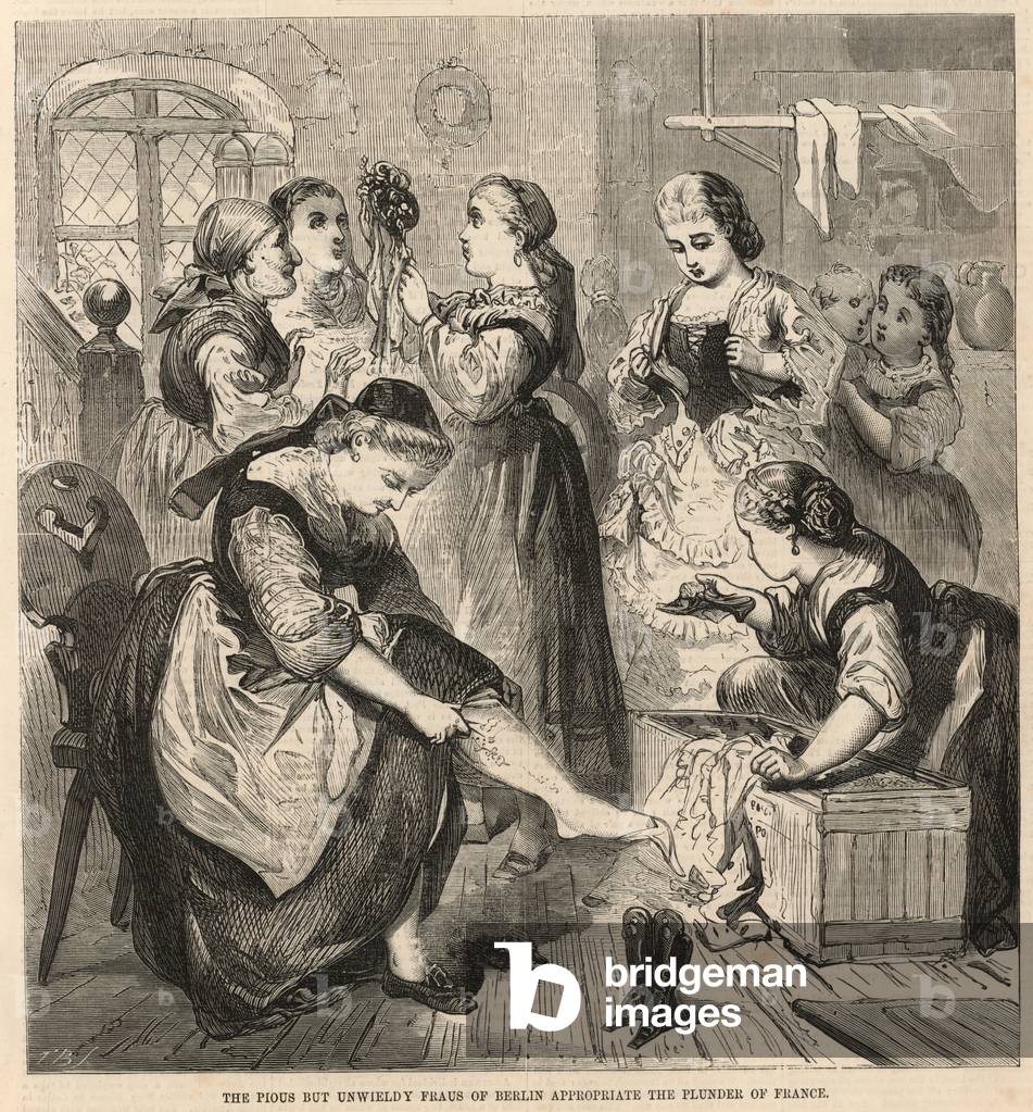 The pious but unwieldy fraus of Berlin appropriate the plunder of France (engraving)