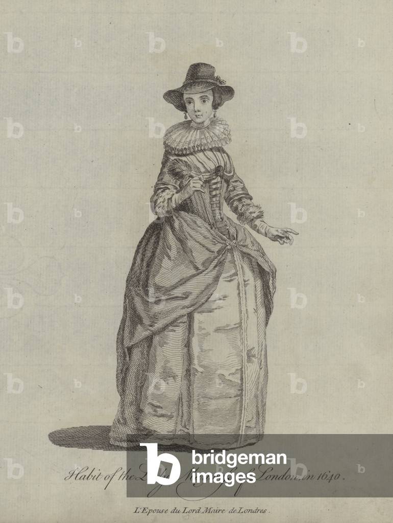 Habit of the Lady Mayoress of London in 1640 (engraving)