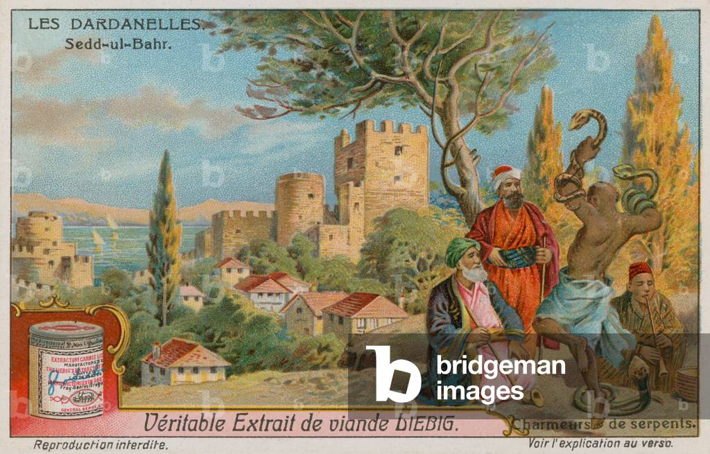 View of Seddulbahir with snakecharmers (chromolitho)