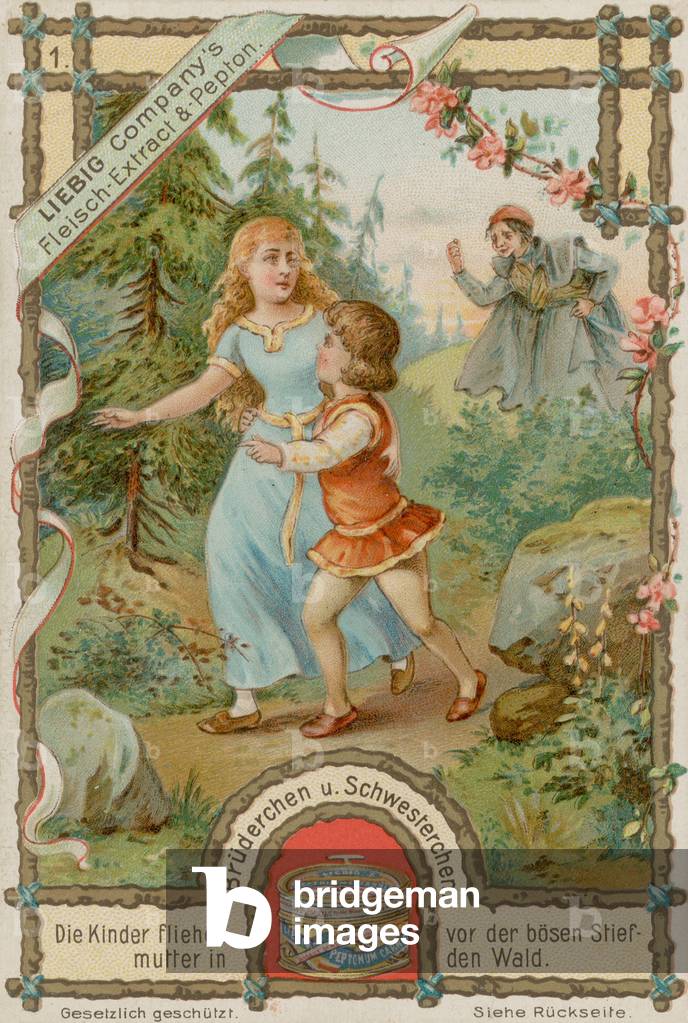 Brother and Sister Flee Their Stepmother (chromolitho)