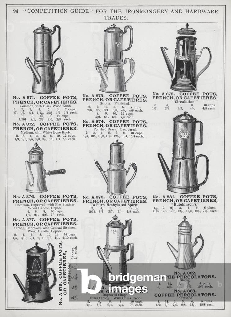 Page of catalogue for the Ironmongery and Hardware Trades, c 1895 (litho)