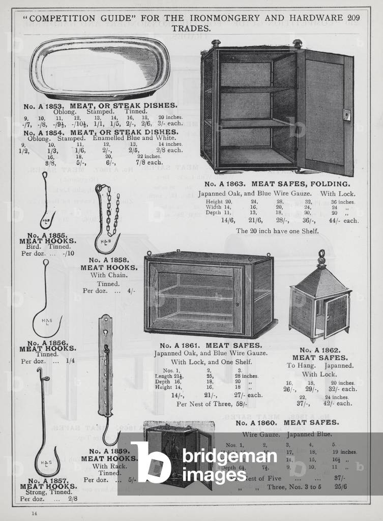 Page of catalogue for the Ironmongery and Hardware Trades, c 1895 (litho)