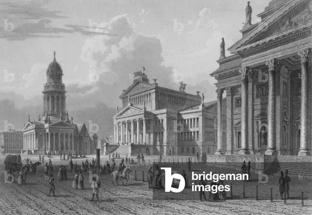 The Gendarmenmarkt, Berlin (steel engraving)