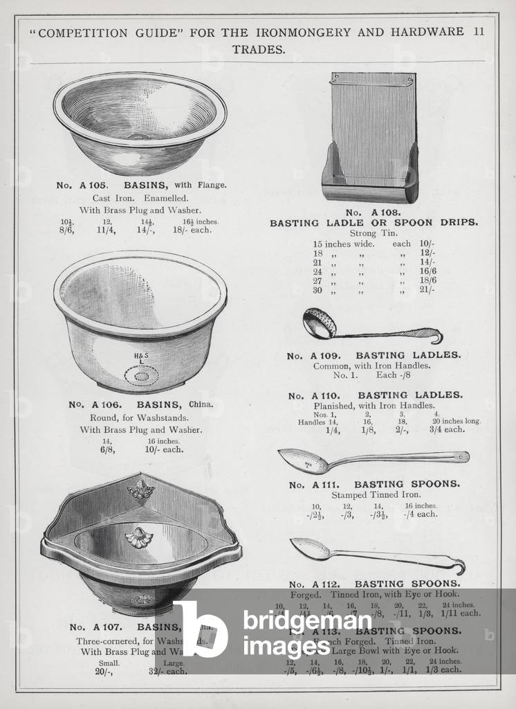 Page of catalogue for the Ironmongery and Hardware Trades, c 1895 (litho)