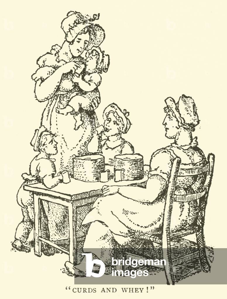 Curds and whey (woodcut)
