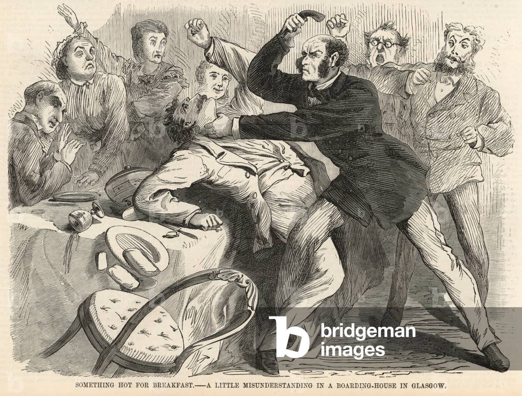 A little misunderstanding in a boarding-house in Glasgow (engraving)