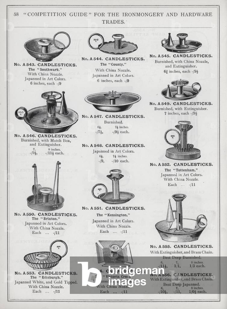 Page of catalogue for the Ironmongery and Hardware Trades, c 1895 (litho)