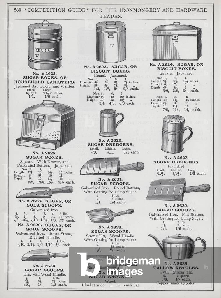 Page of catalogue for the Ironmongery and Hardware Trades, c 1895 (litho)