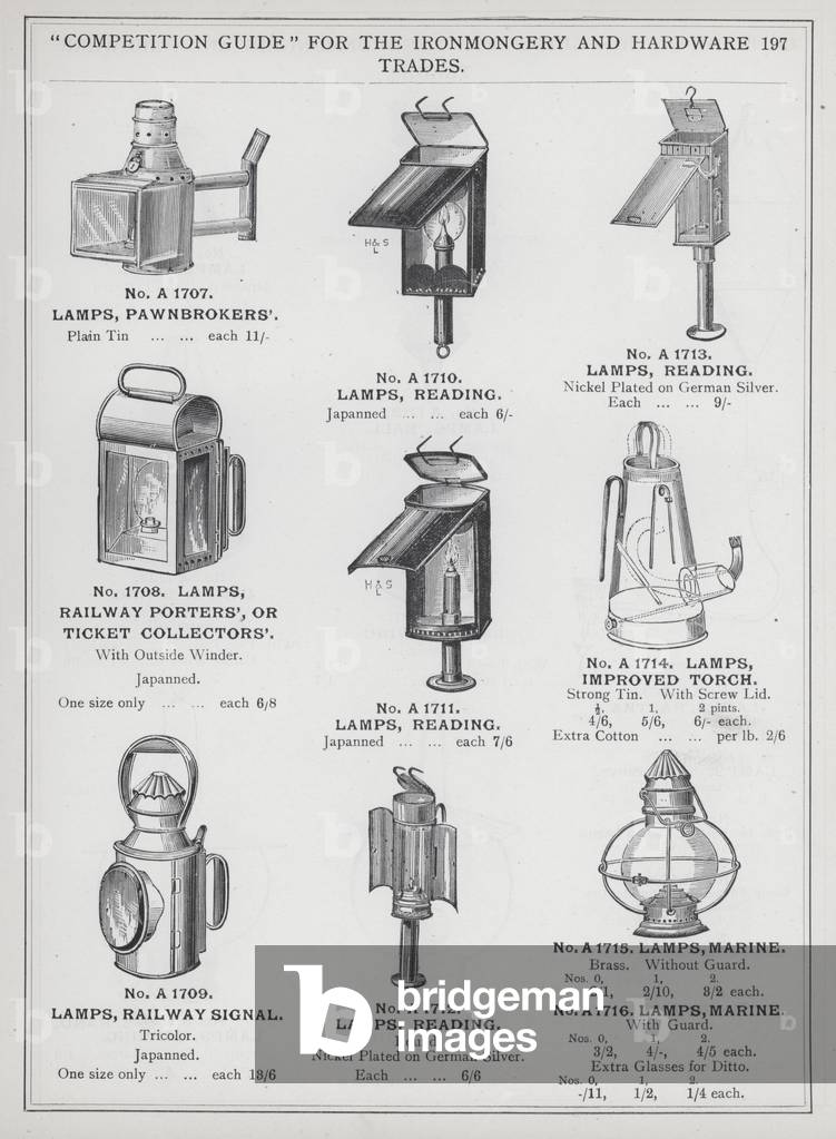 Page of catalogue for the Ironmongery and Hardware Trades, c 1895 (litho)