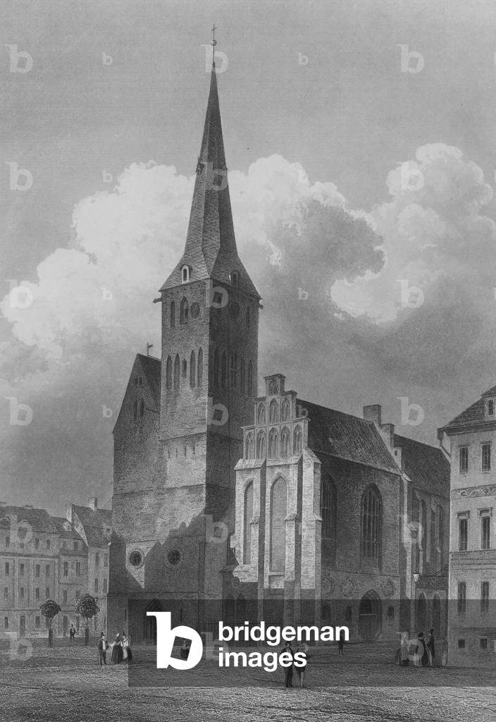 The Nikolaikirche, Berlin (steel engraving)