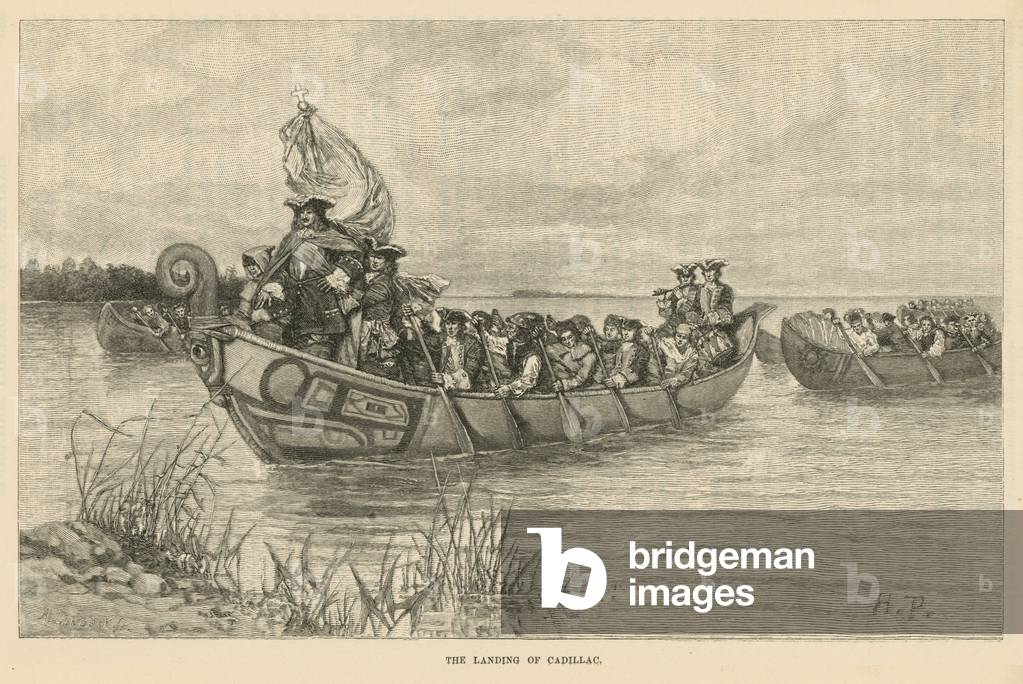 The landing of Cadillac (engraving)