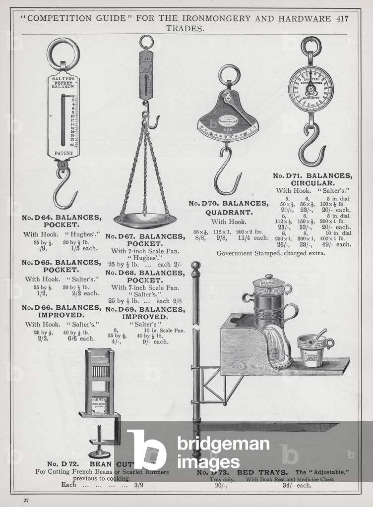 Page of catalogue for the Ironmongery and Hardware Trades, c 1895 (litho)
