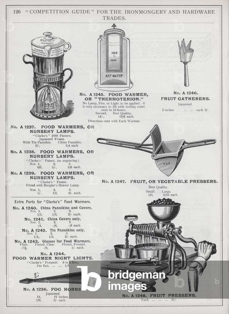 Page of catalogue for the Ironmongery and Hardware Trades, c 1895 (litho)