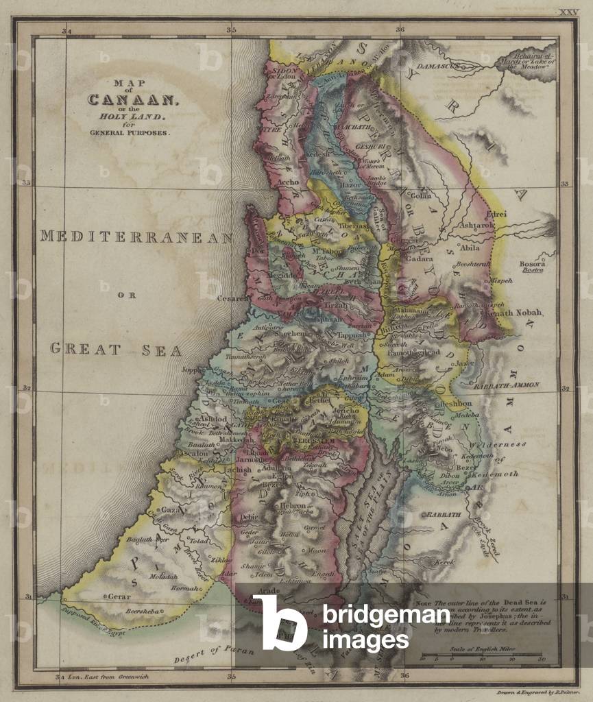 Map of Canaan of the Holy Land for General Purposes (coloured engraving)