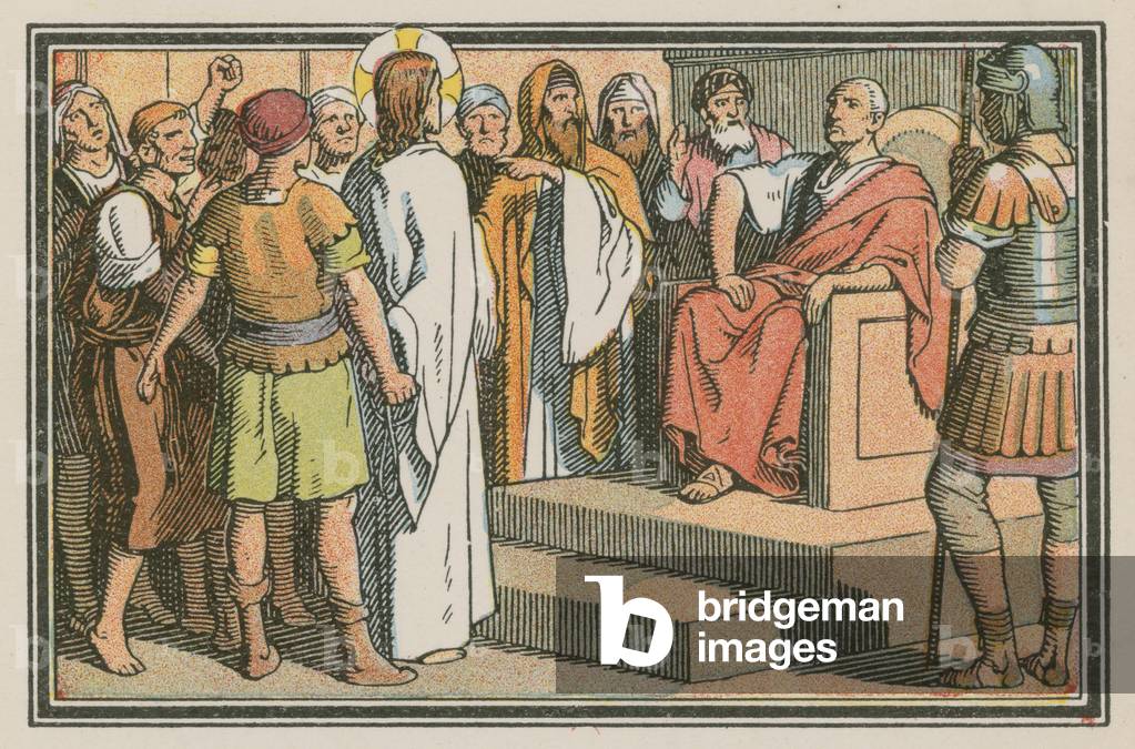 Scene from the life of Jesus (coloured engraving)