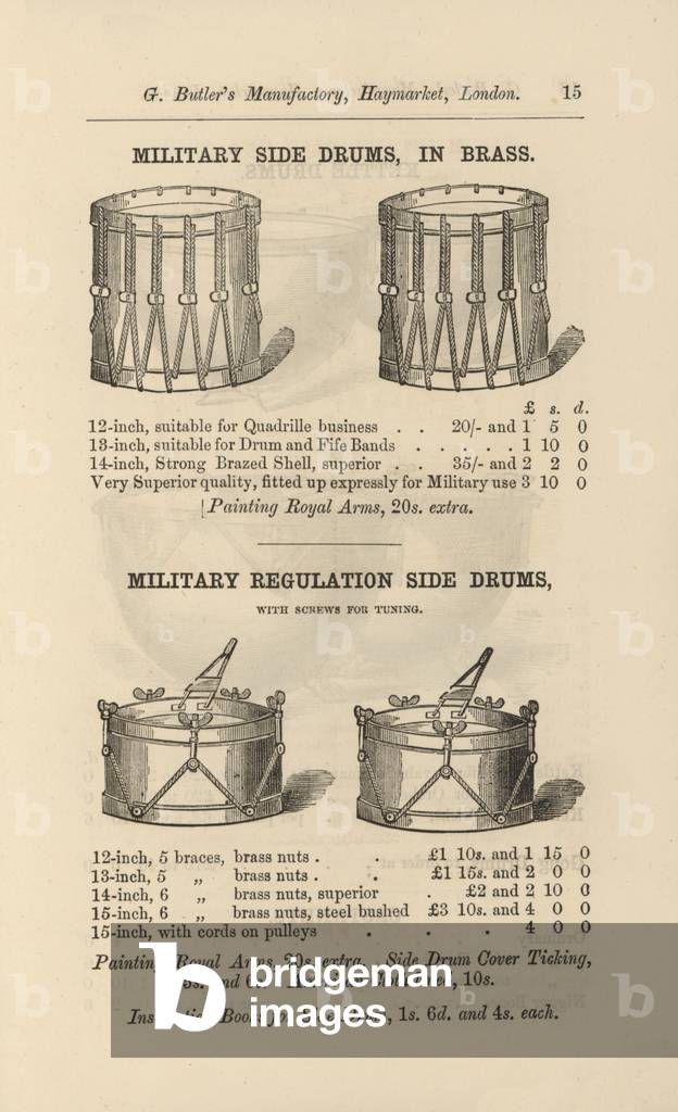 Page from G Butler's Illustrated Catalogue of Musical Instruments (engraving)