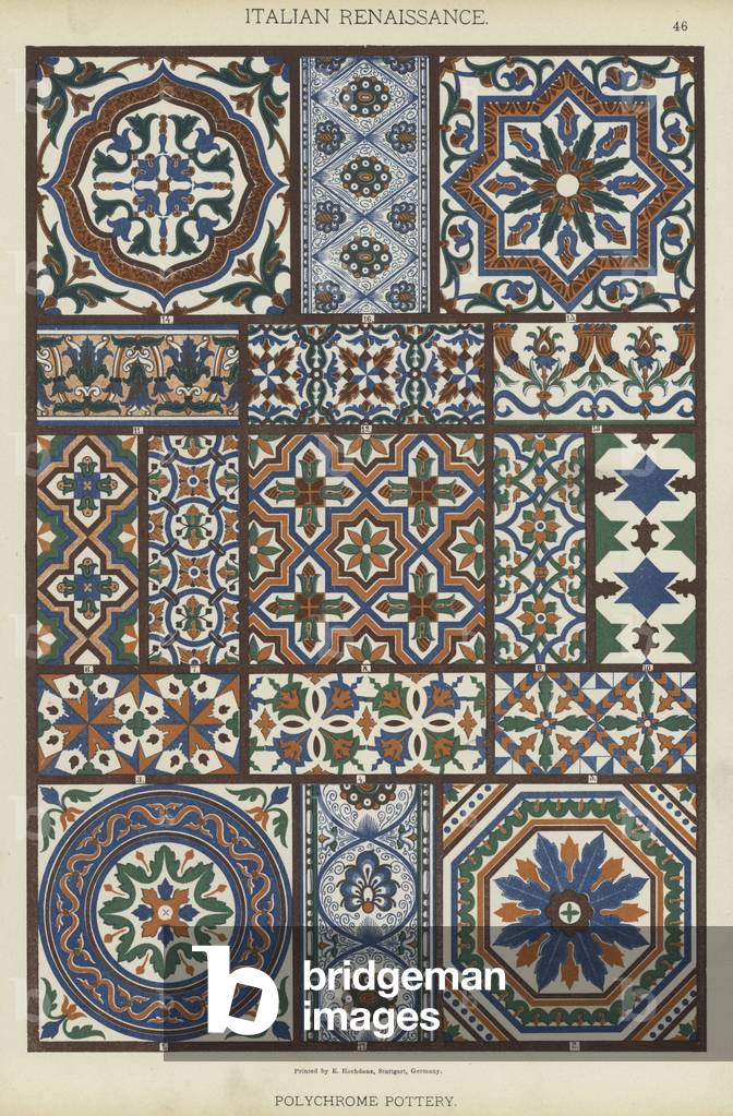 Italian Renaissance, Polychrome Pottery (colour litho)