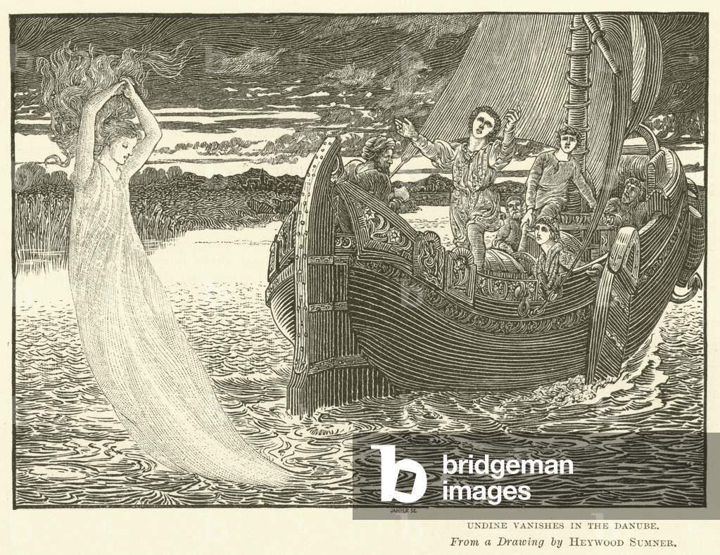 Undine vanishes in the Danube (engraving)