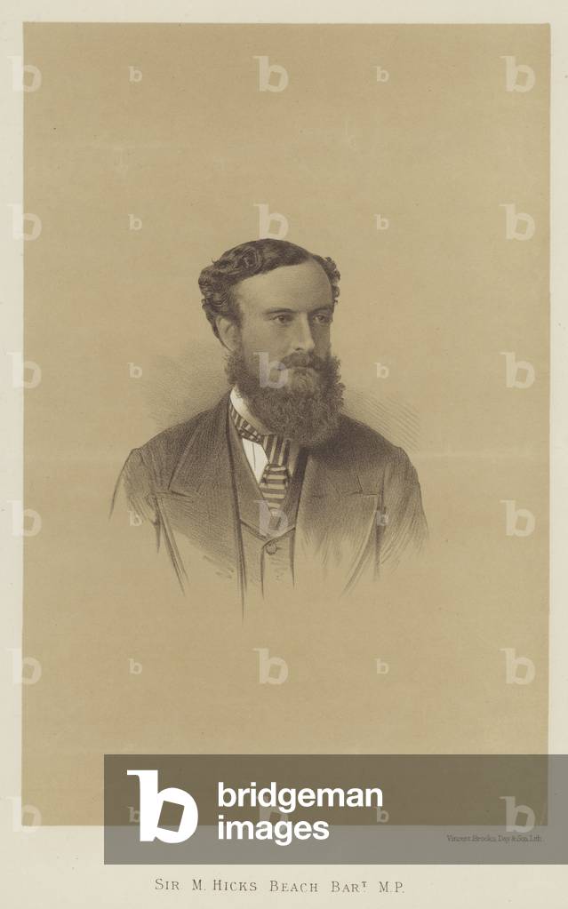 Sir M Hicks Beach, Baronet, MP (litho)