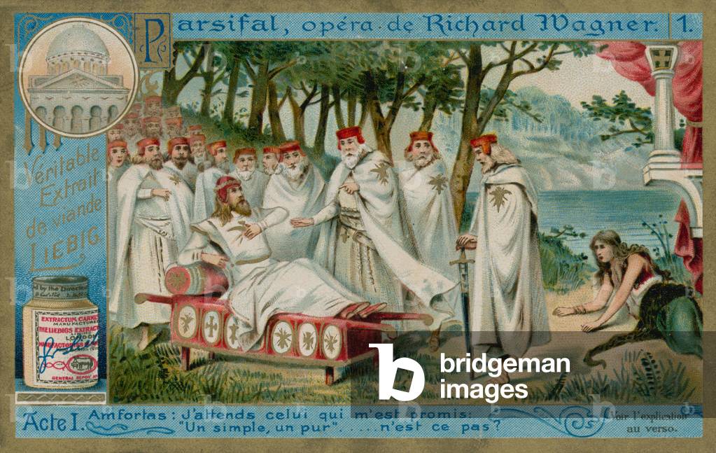 The Wounded Amfortas and the Knights of the Holy Grail (chromolitho)