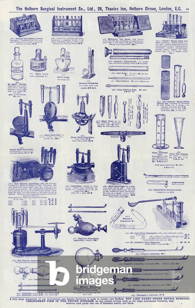 Page from Surgical instrument catalogue, c.1900 (litho)