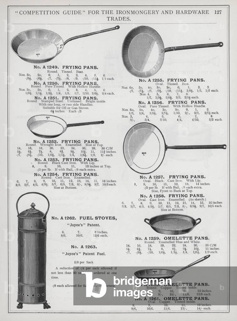 Page of catalogue for the Ironmongery and Hardware Trades, c 1895 (litho)
