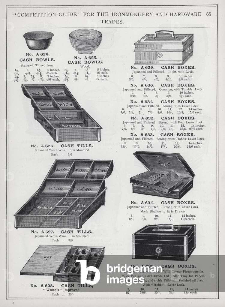 Page of catalogue for the Ironmongery and Hardware Trades, c 1895 (litho)