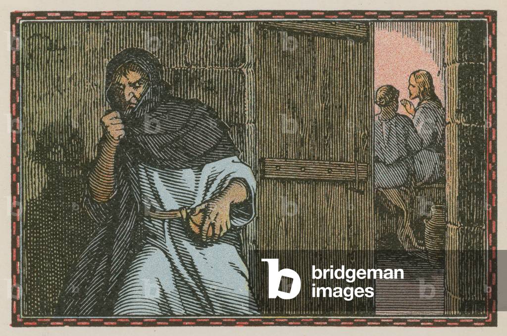 Scene from the life of Jesus (coloured engraving)