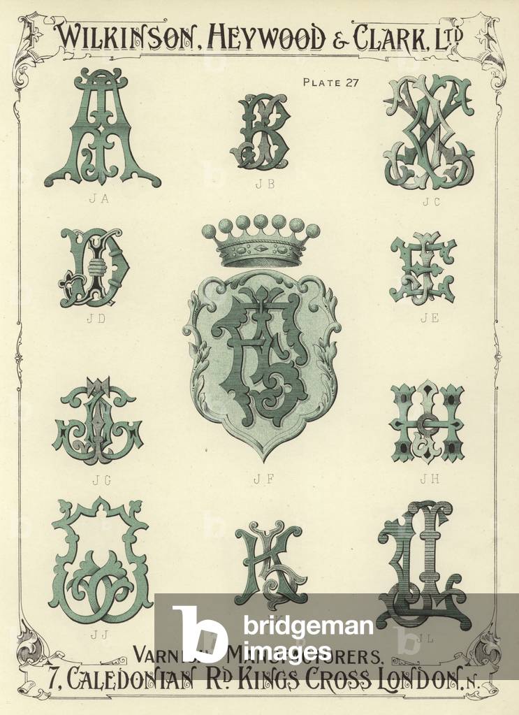 JA, JB, JC, JD, JF, JE, JG, JH, JJ, JK, JL (chromolitho)