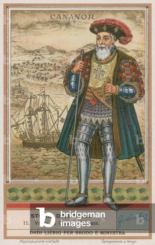Vasco da Gama in Kannur (chromolitho)