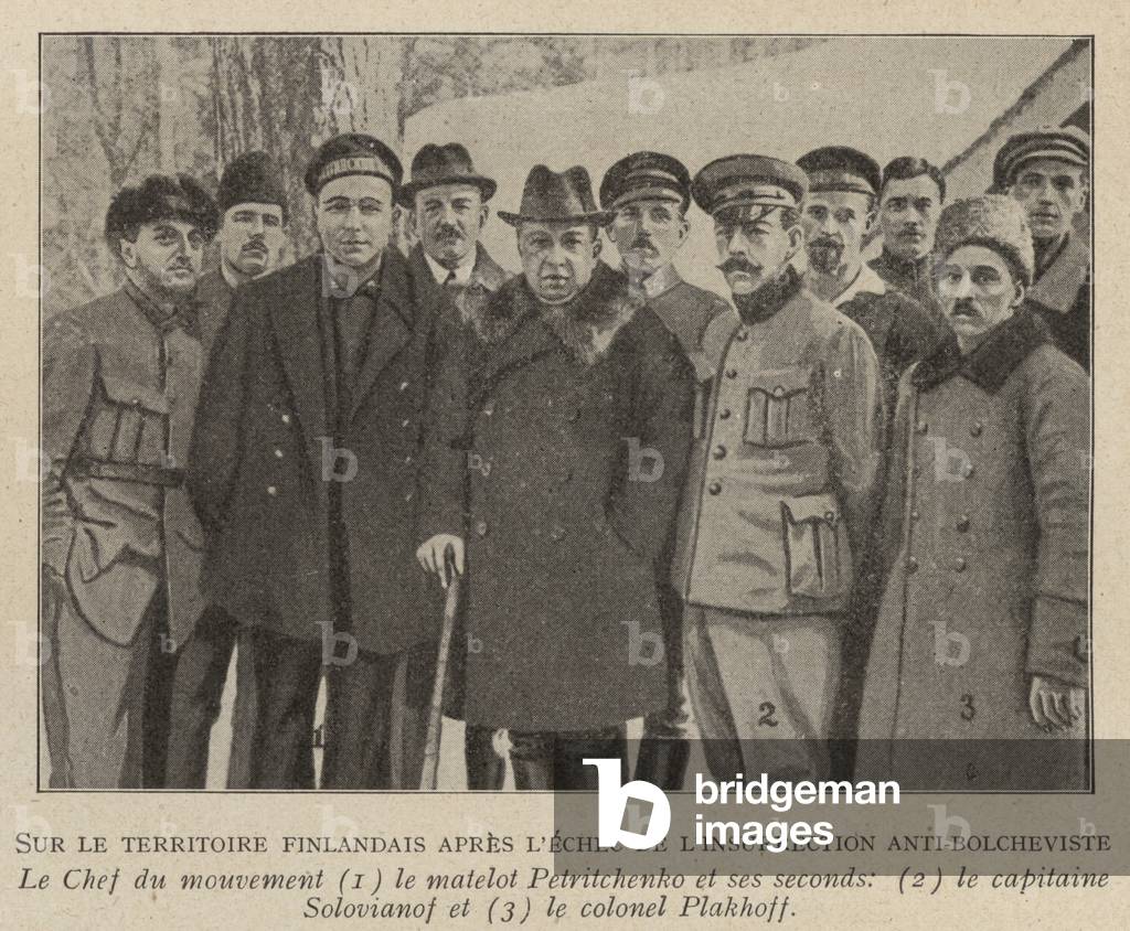 Leaders of the Kronstadt Rebellion against the Bolsheviks in Finland after the failure of their uprising, 1921 (b/w photo)