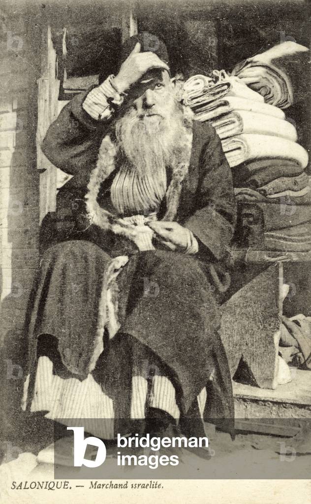 Salonica, Jewish merchant (b/w photo)