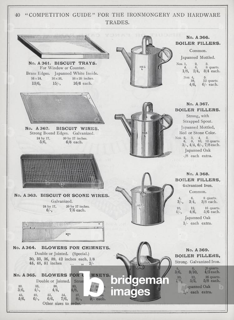 Page of catalogue for the Ironmongery and Hardware Trades, c 1895 (litho)