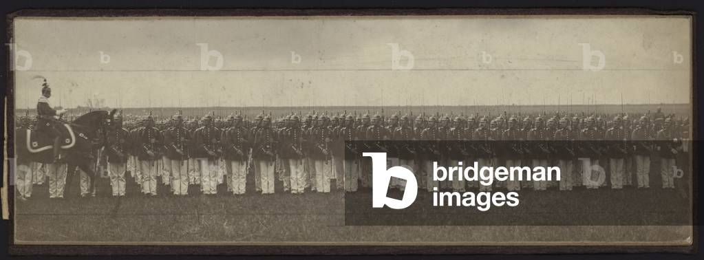 German soldiers being inspected (b/w photo)