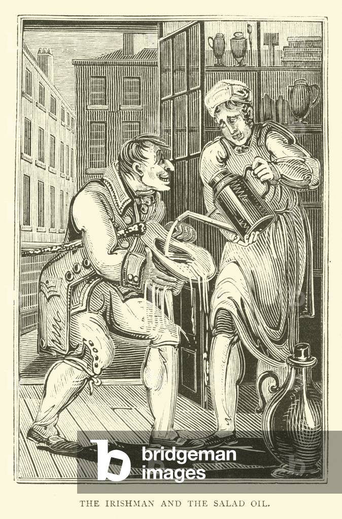 The Irishman and the salad oil (woodcut)