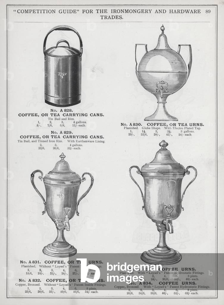 Page of catalogue for the Ironmongery and Hardware Trades, c 1895 (litho)