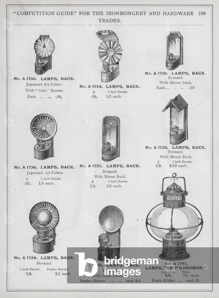 Page of catalogue for the Ironmongery and Hardware Trades, c 1895 (litho)