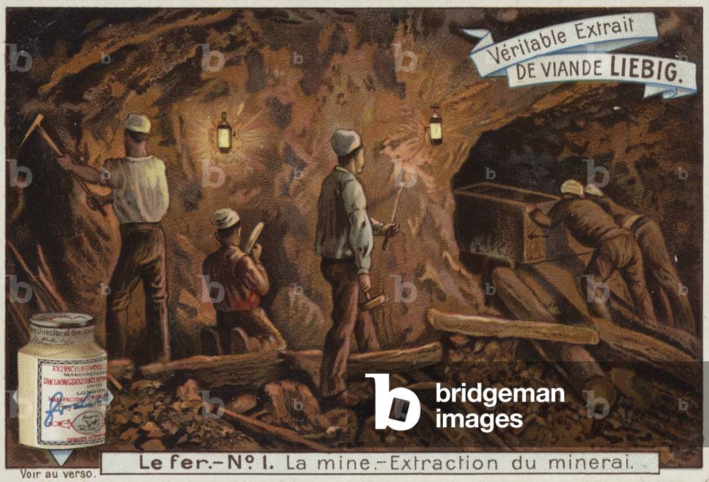 Liebig card featuring the iron industry (colour litho)