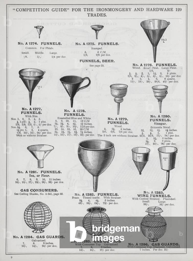 Page of catalogue for the Ironmongery and Hardware Trades, c 1895 (litho)
