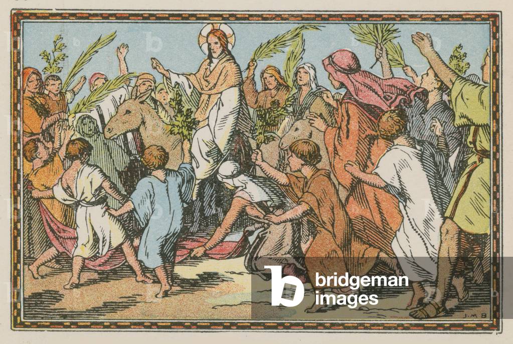 Scene from the life of Jesus (coloured engraving)