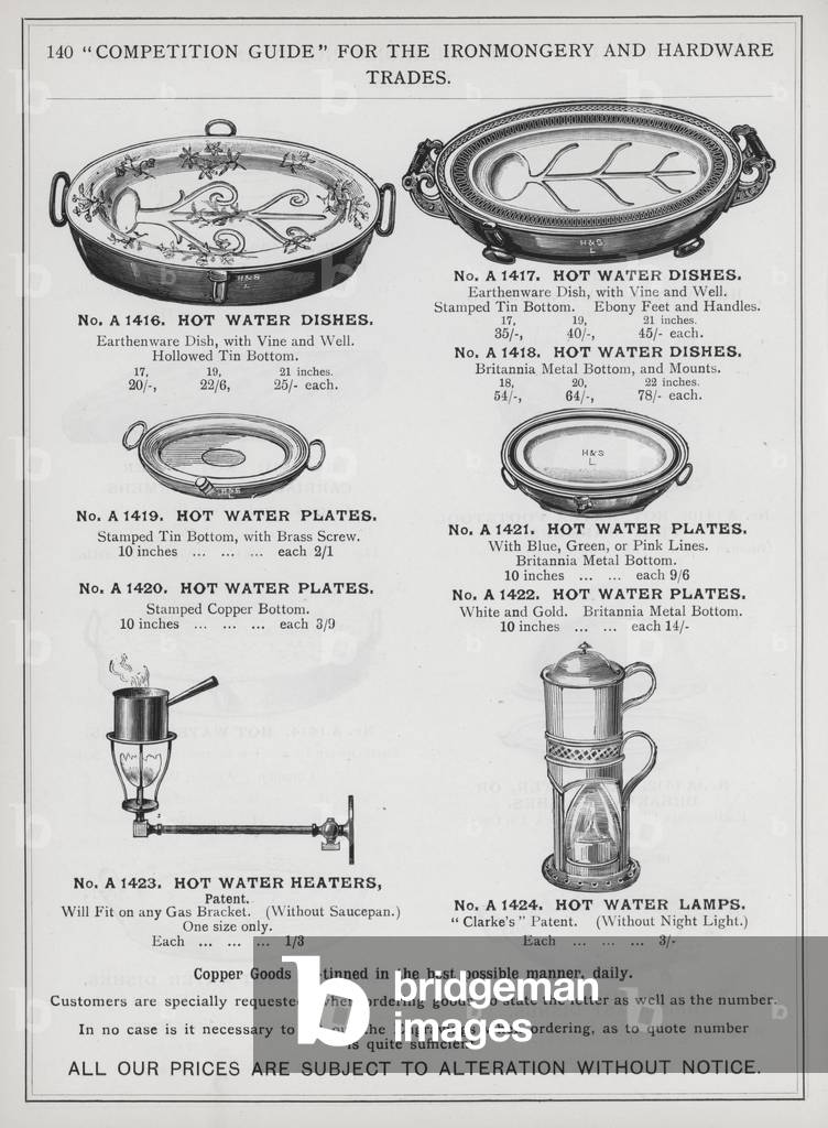 Page of catalogue for the Ironmongery and Hardware Trades, c 1895 (litho)