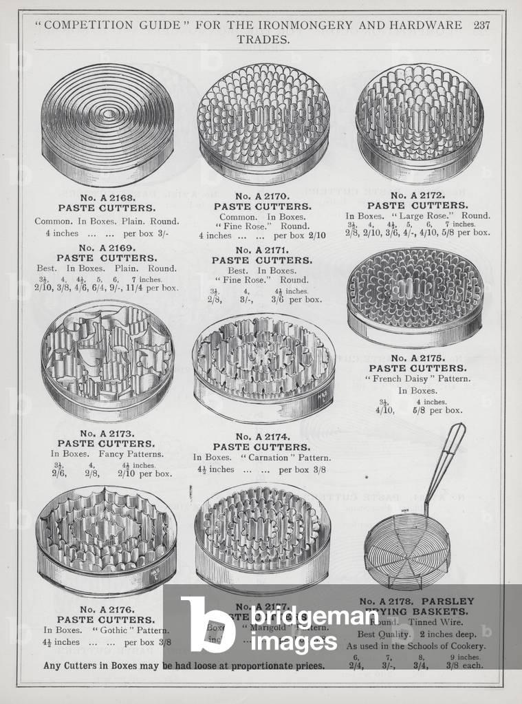 Page of catalogue for the Ironmongery and Hardware Trades, c 1895 (litho)