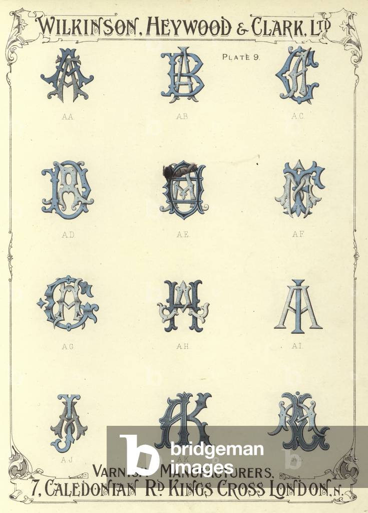 AA, AB, AC, AD, AE, AF, AG, AH, AI, AJ, AK, AL (chromolitho)