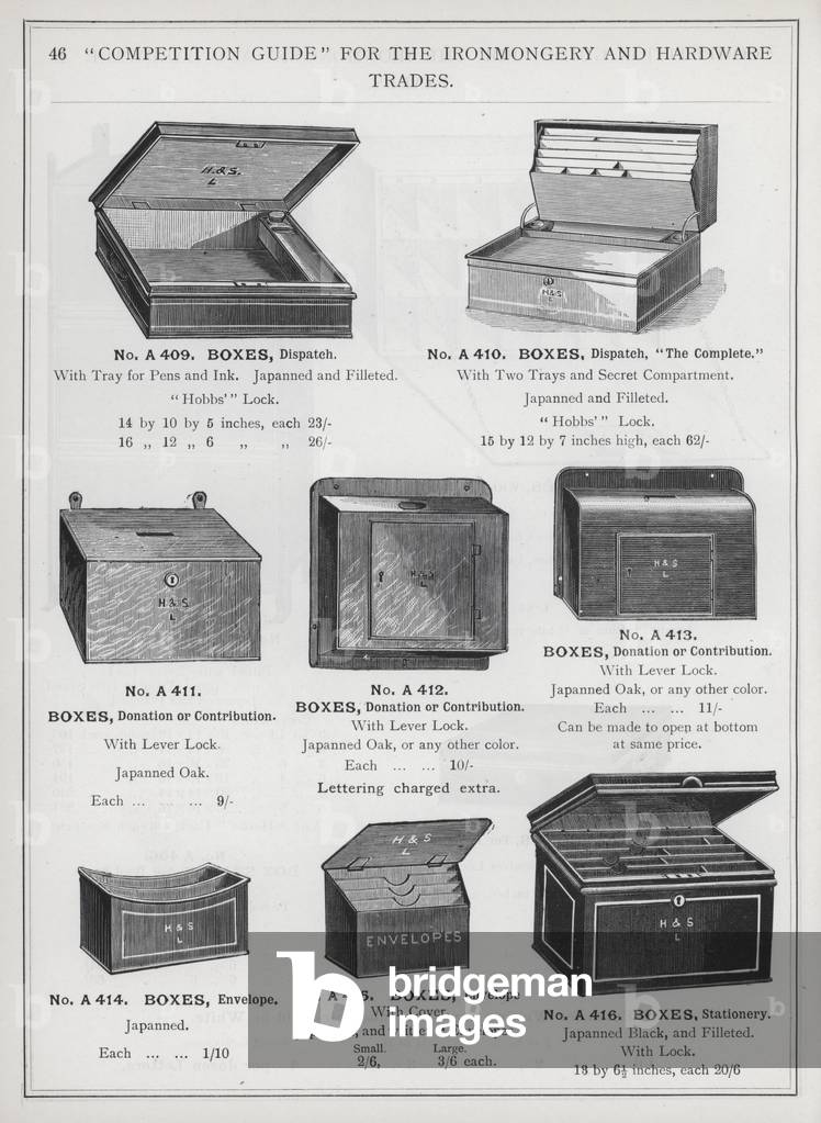 Page of catalogue for the Ironmongery and Hardware Trades, c 1895 (litho)