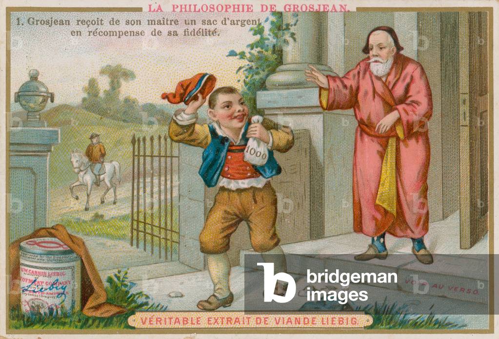 Grosjean Receives a Bag of Gold for his Loyalty (chromolitho)